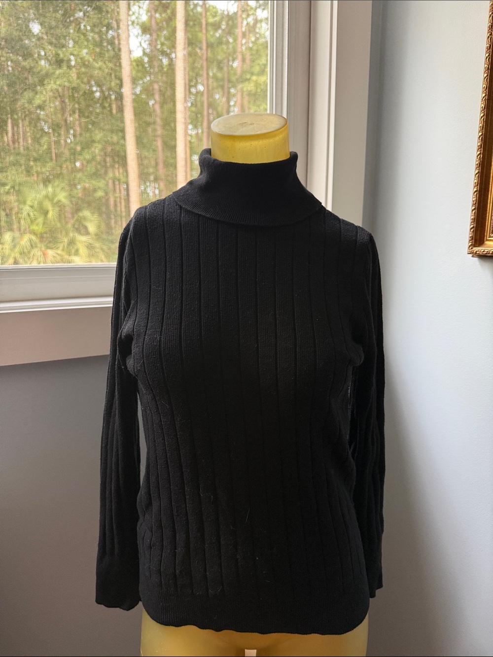 Talbots Black Ribbed Turtleneck Sweater